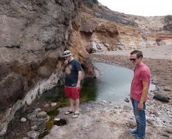 Randall and Mattias at tiny hot spring, Djibouti